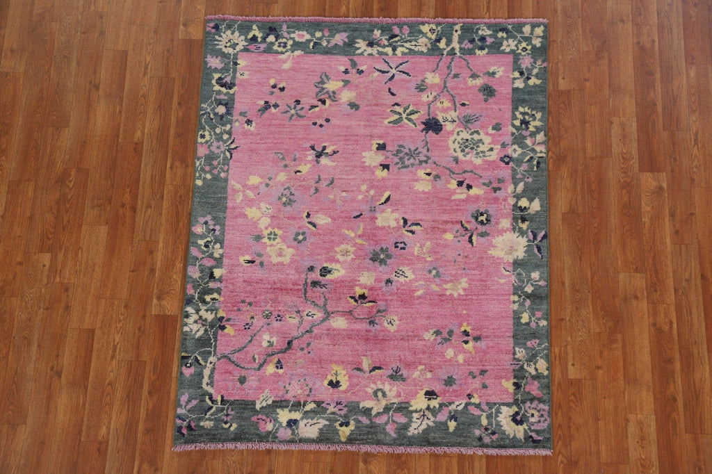 Vegetable Dye Art Deco Oriental Area Rug 4x5