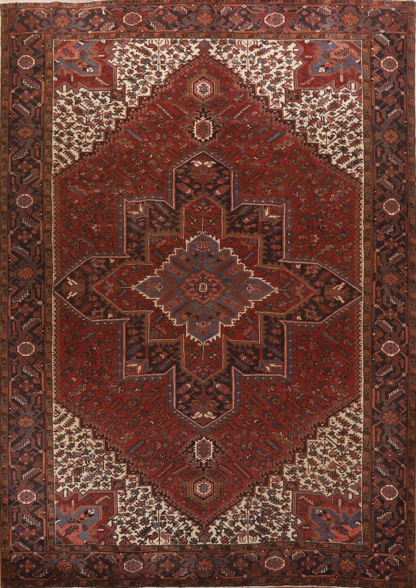 Geometric Wool Heriz Persian Area Rug 10x13