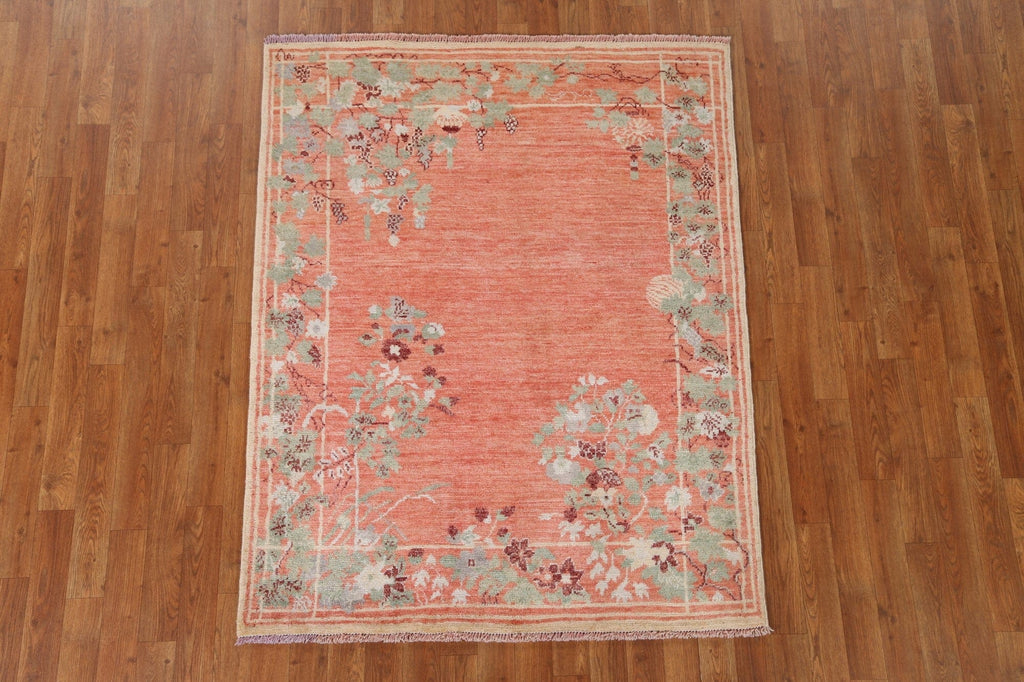 Vegetable Dye Art Deco Oriental Area Rug 4x5