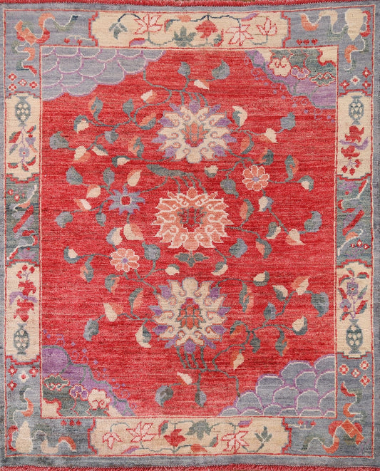 Vegetable Dye Art Deco Oriental Area Rug 4x5