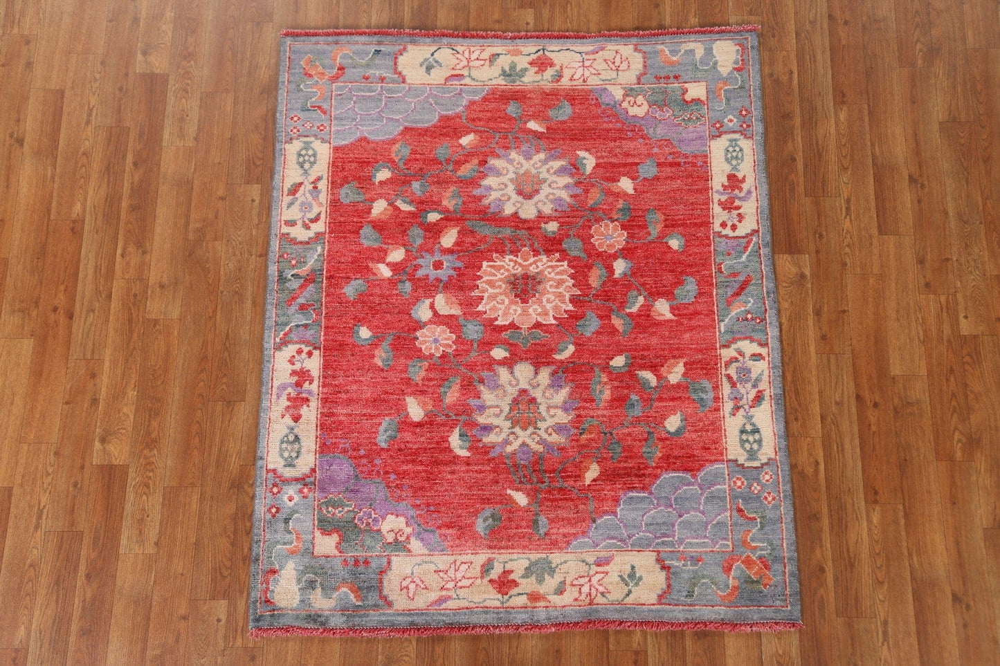 Vegetable Dye Art Deco Oriental Area Rug 4x5