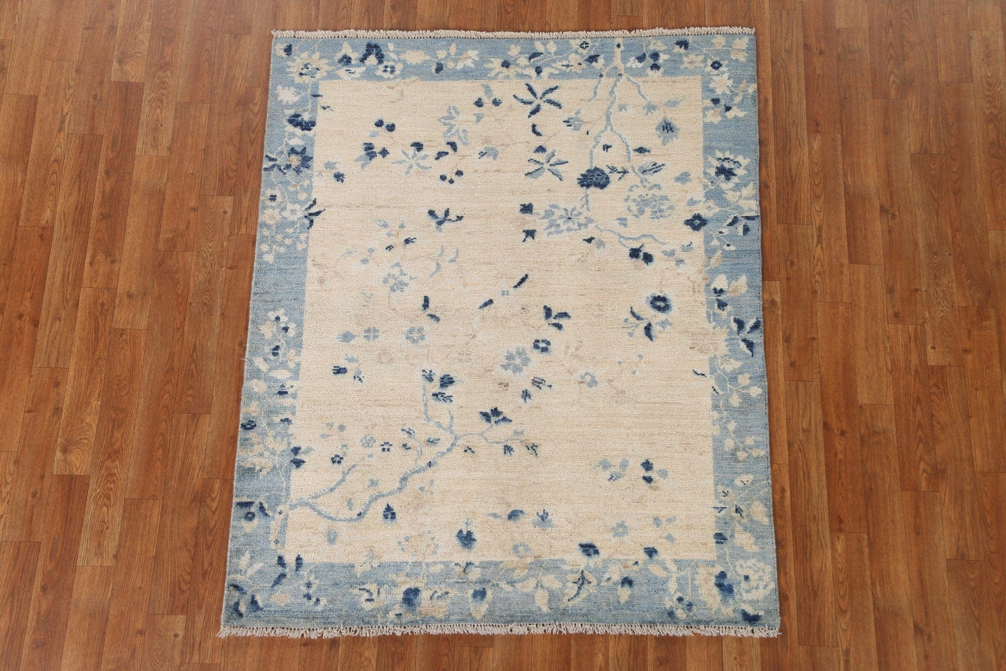 Vegetable Dye Floral Art Deco Oriental Area Rug 4x5