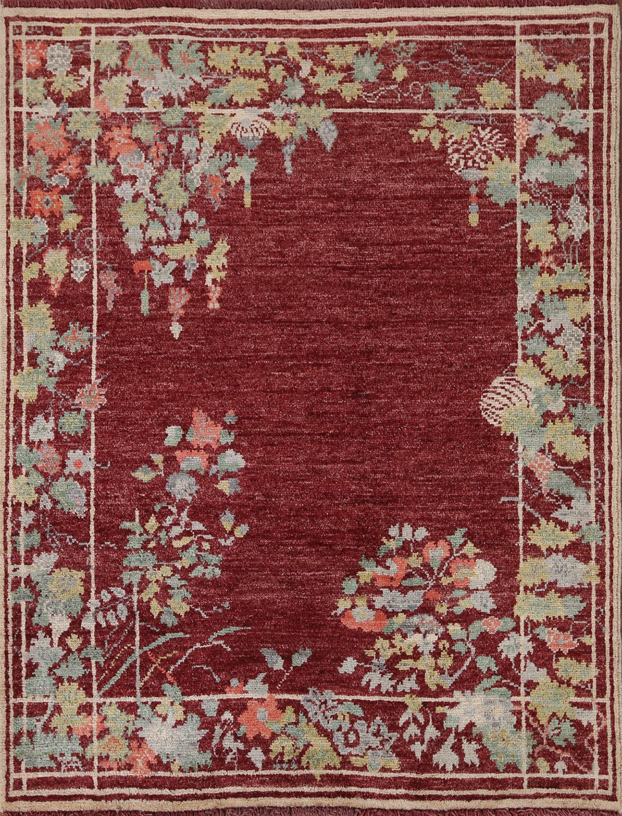 Vegetable Dye Art Deco Oriental Area Rug 4x5