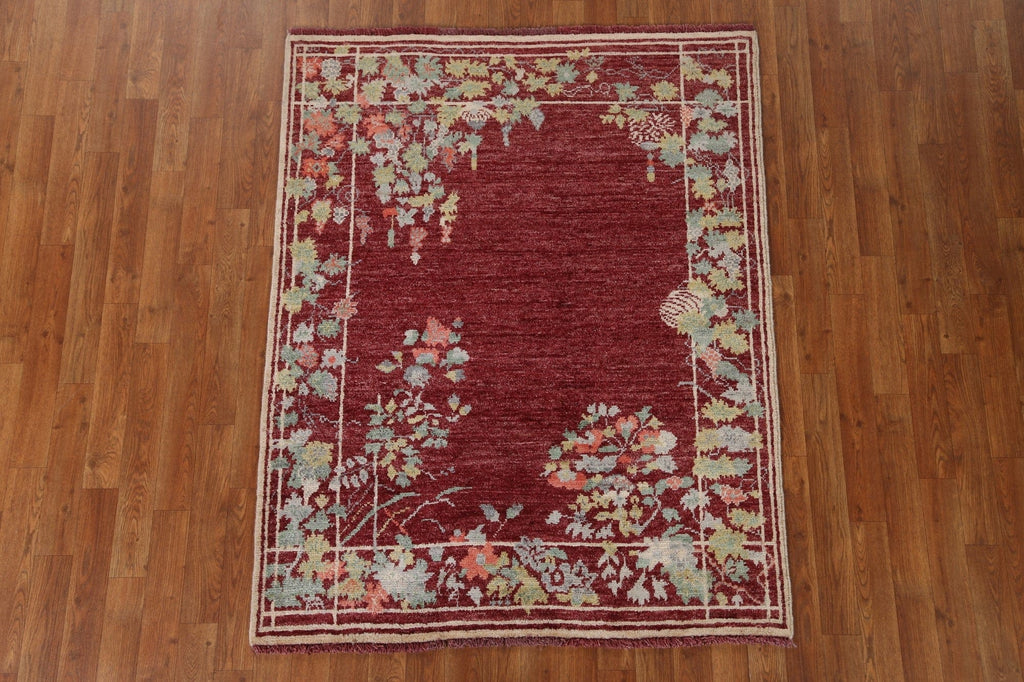 Vegetable Dye Art Deco Oriental Area Rug 4x5