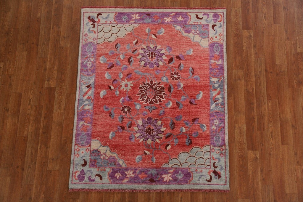 Vegetable Dye Art Deco Oriental Area Rug 4x5