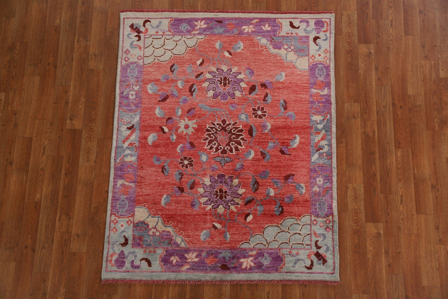 Vegetable Dye Art Deco Oriental Area Rug 4x5