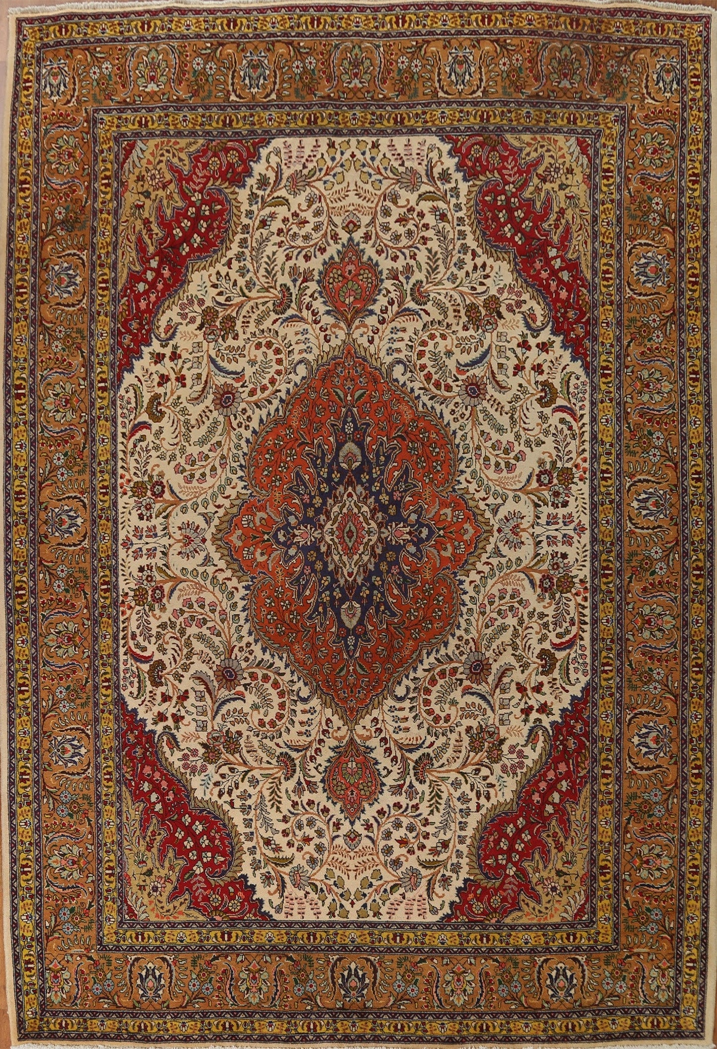 Vintage Wool Tabriz Persian Area Rug 10x13