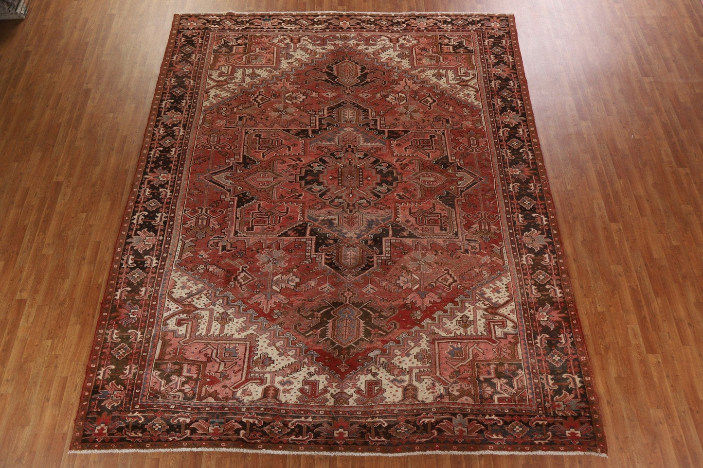 Geometric Wool Large Heriz Persian Rug 11x13