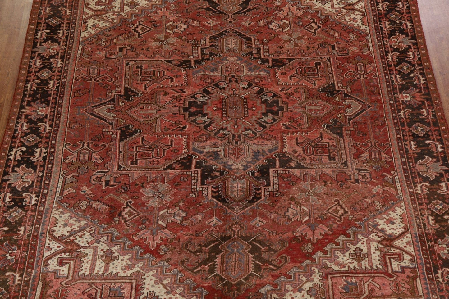 Geometric Wool Large Heriz Persian Rug 11x13