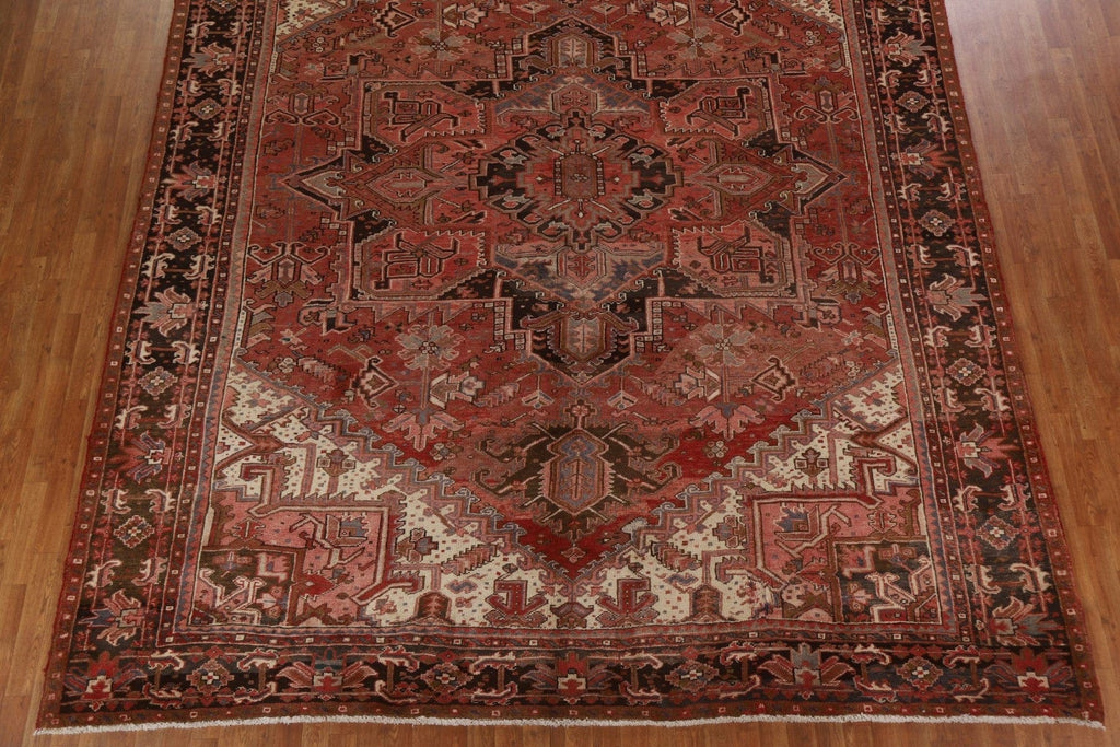 Geometric Wool Large Heriz Persian Rug 11x13