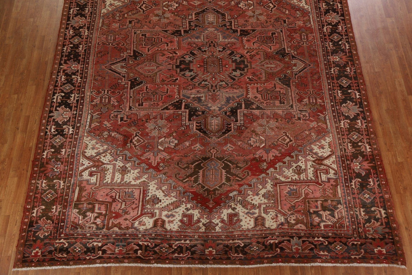 Geometric Wool Large Heriz Persian Rug 11x13