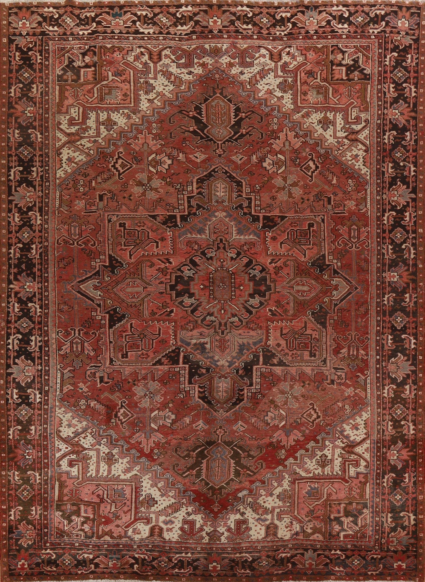 Geometric Wool Large Heriz Persian Rug 11x13