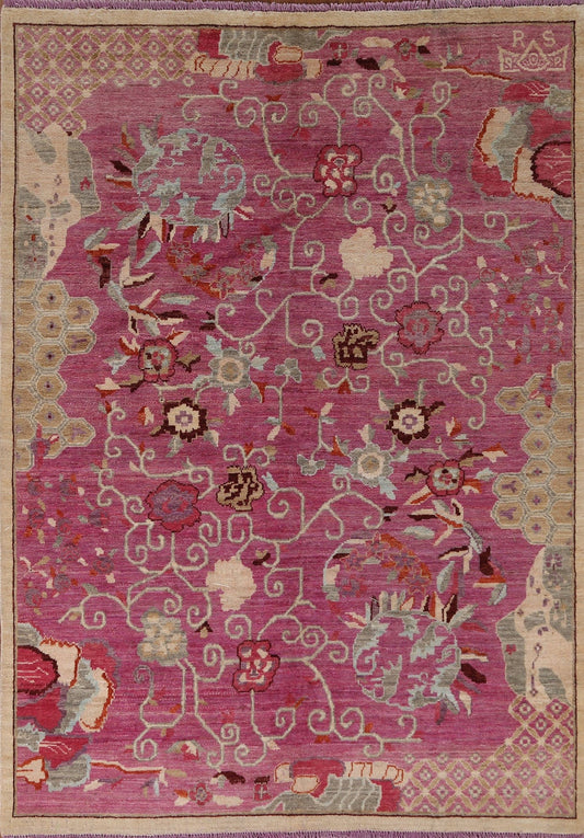 Vegetable Dye Art Deco Oriental Area Rug 5x7