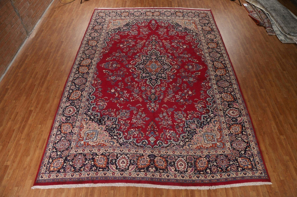 Large Floral Red Mashad Persian Rug 11x16