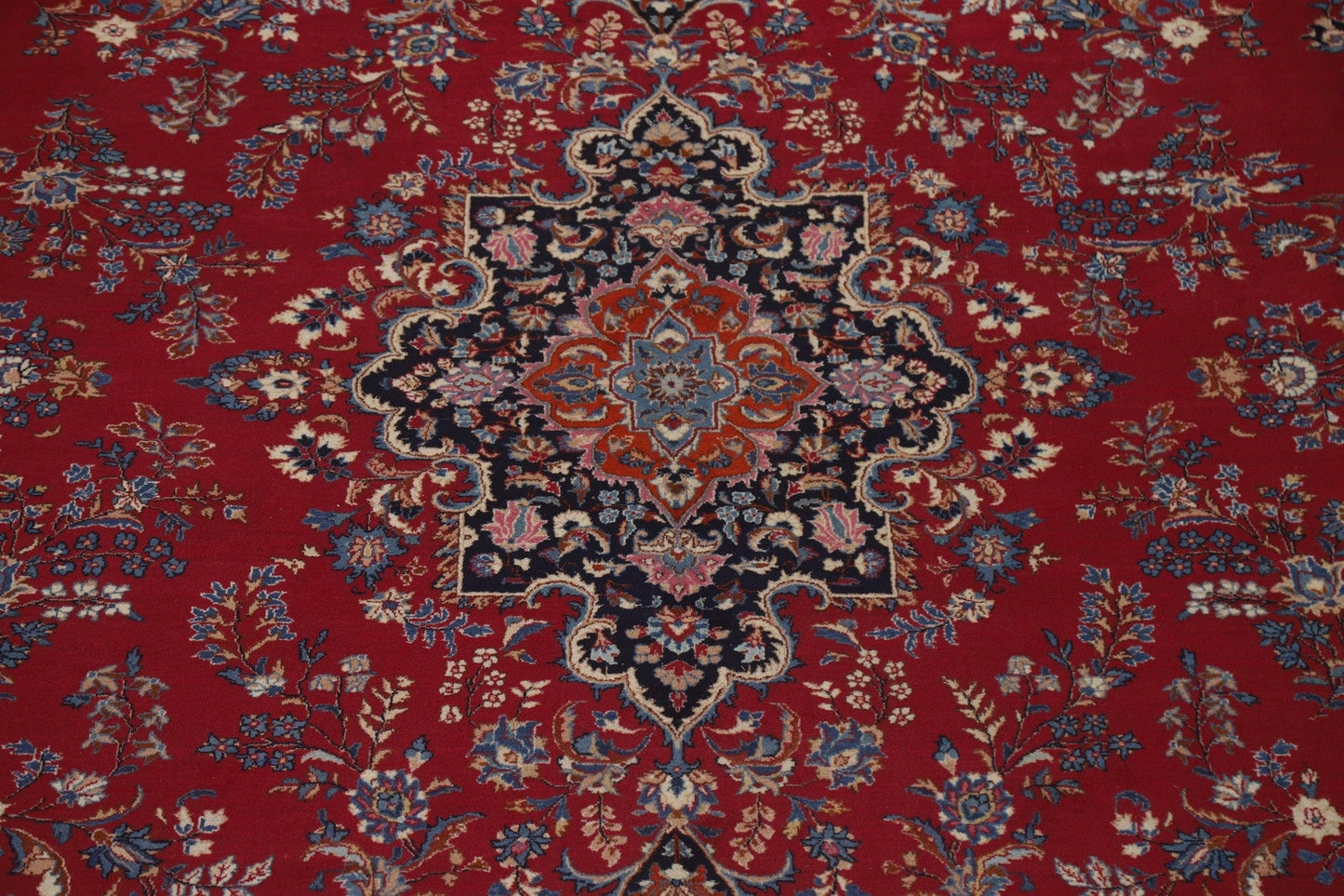 Large Floral Red Mashad Persian Rug 11x16