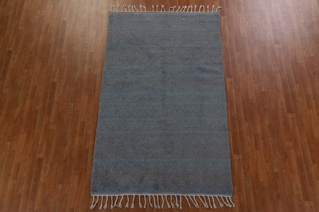 Hand-Knotted Moroccan Oriental Area Rug 5x8