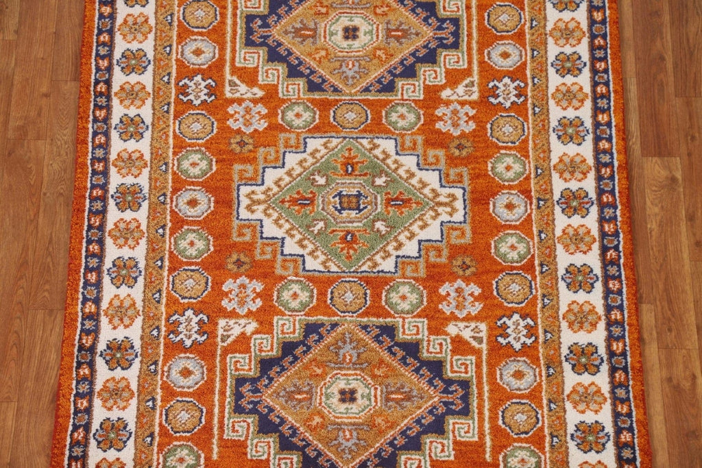 Orange Wool Kazak Oriental Area Rug 4x6