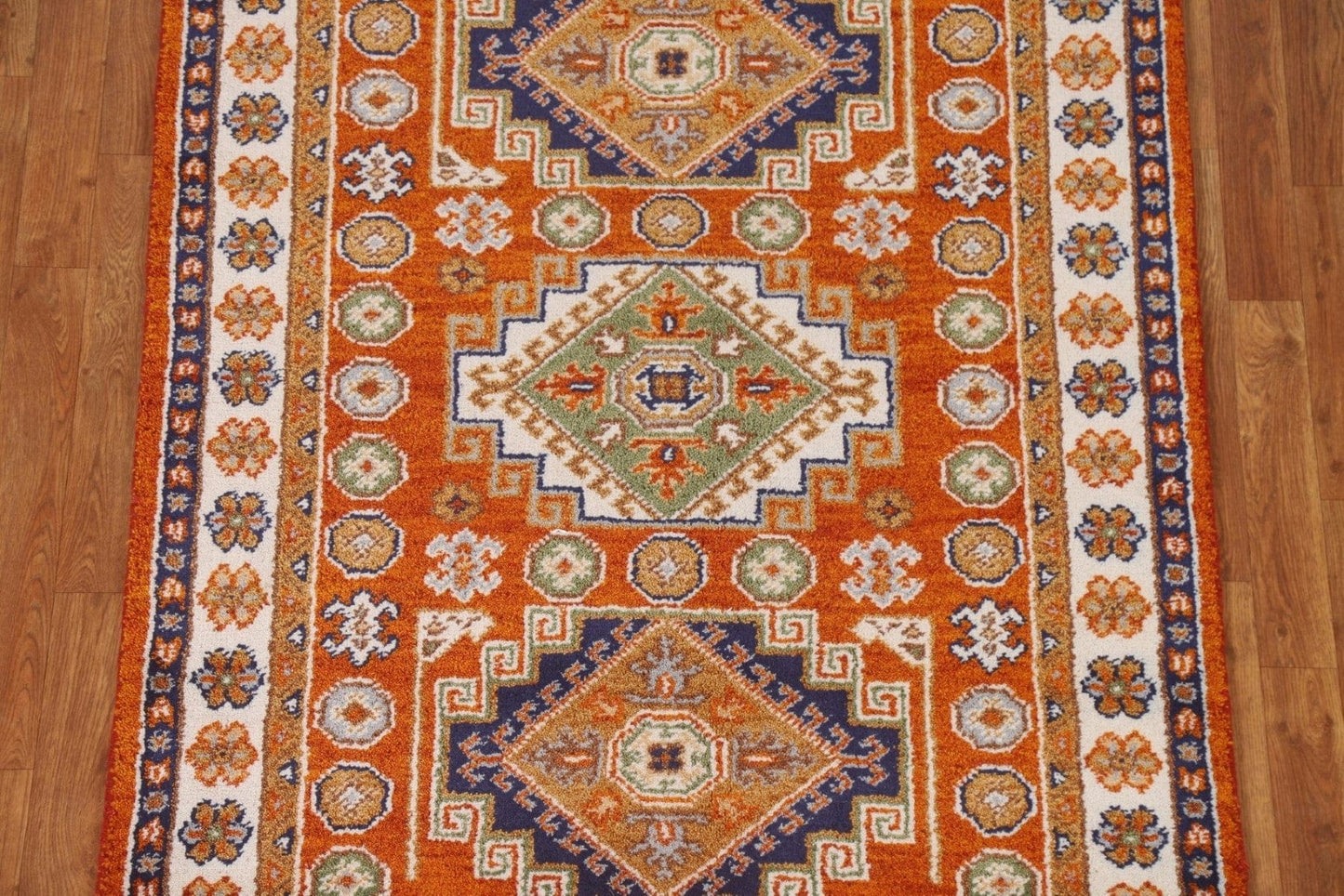 Orange Wool Kazak Oriental Area Rug 4x6