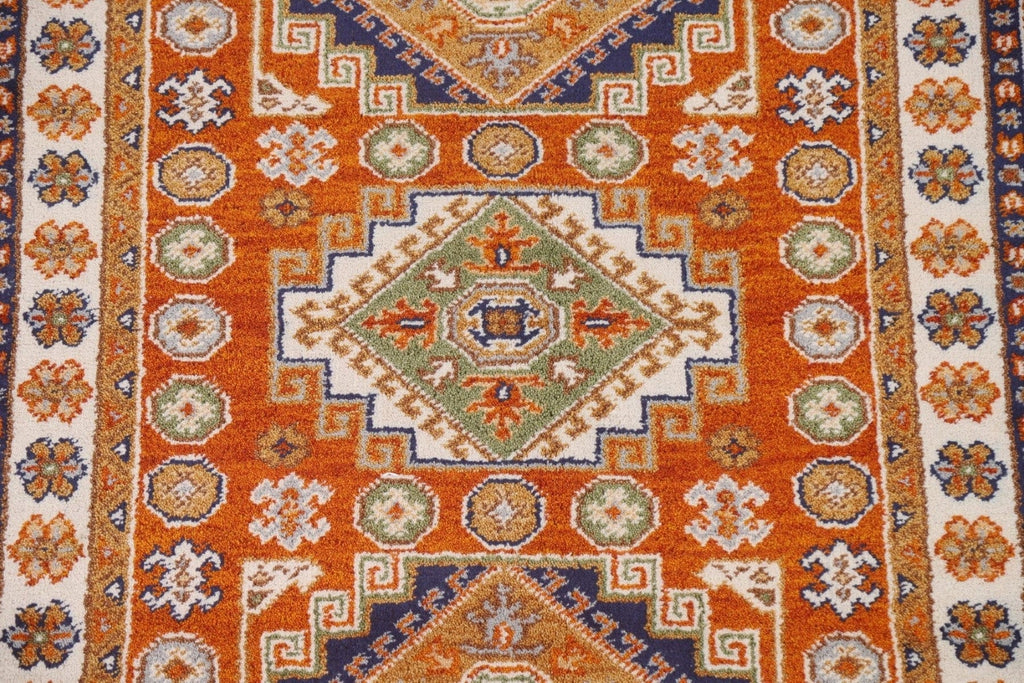 Orange Wool Kazak Oriental Area Rug 4x6