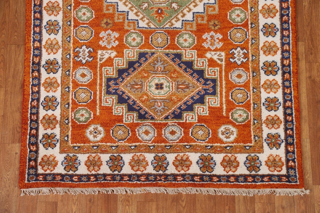 Orange Wool Kazak Oriental Area Rug 4x6