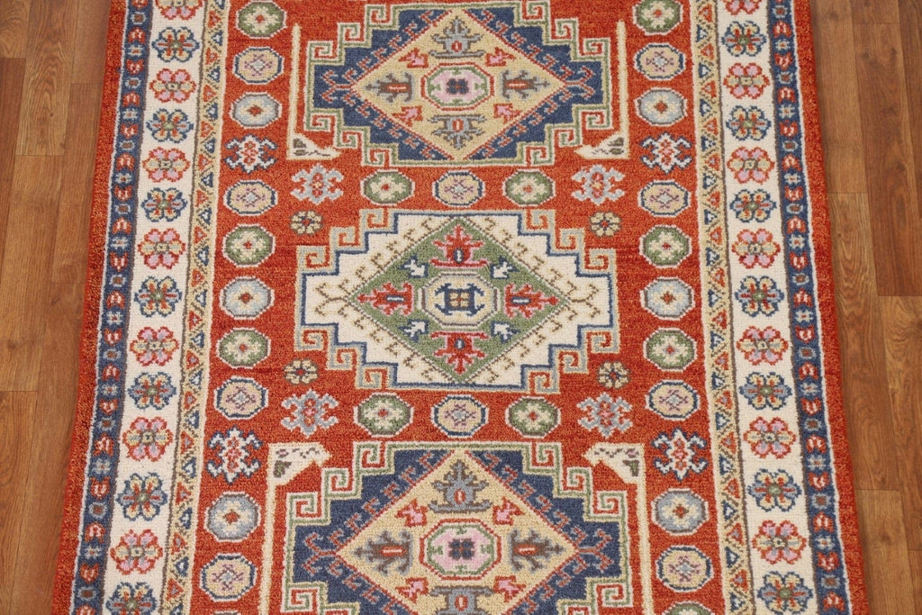 Geometric Wool Kazak Oriental Area Rug 4x6