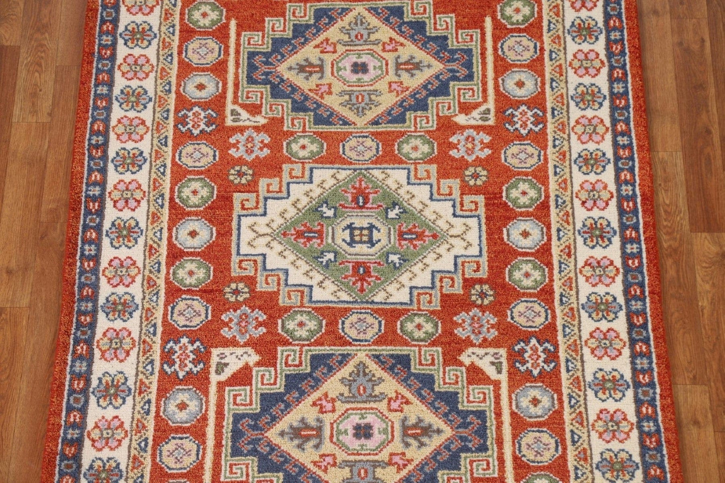 Geometric Wool Kazak Oriental Area Rug 4x6