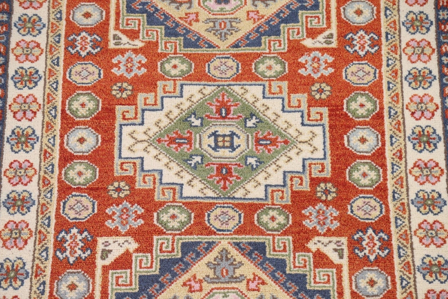 Geometric Wool Kazak Oriental Area Rug 4x6