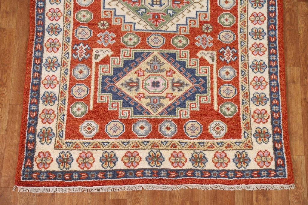 Geometric Wool Kazak Oriental Area Rug 4x6