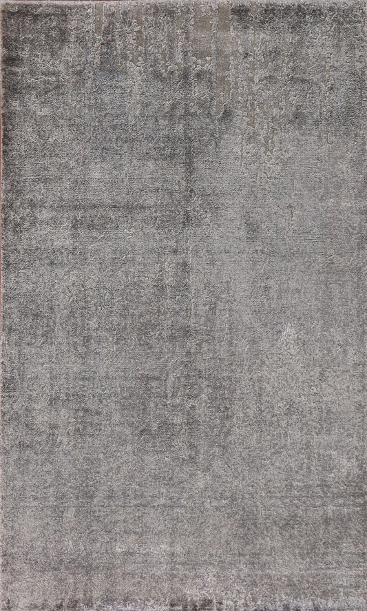 Silver Gray Abstract Area Rug 5x8