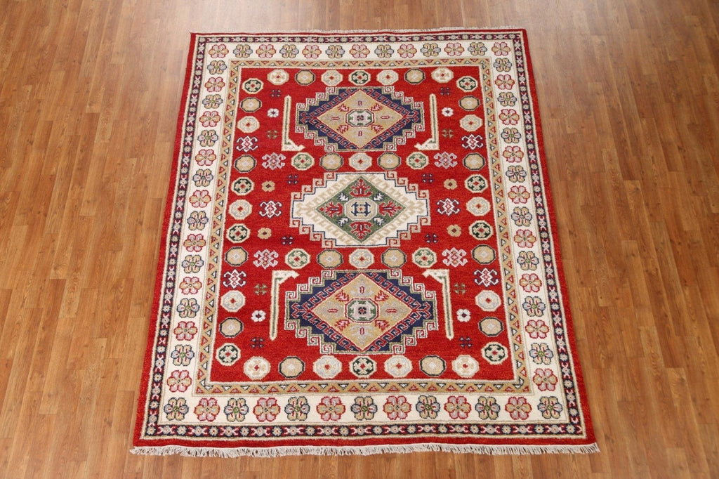 Red Wool Kazak Oriental Area Rug 7x8