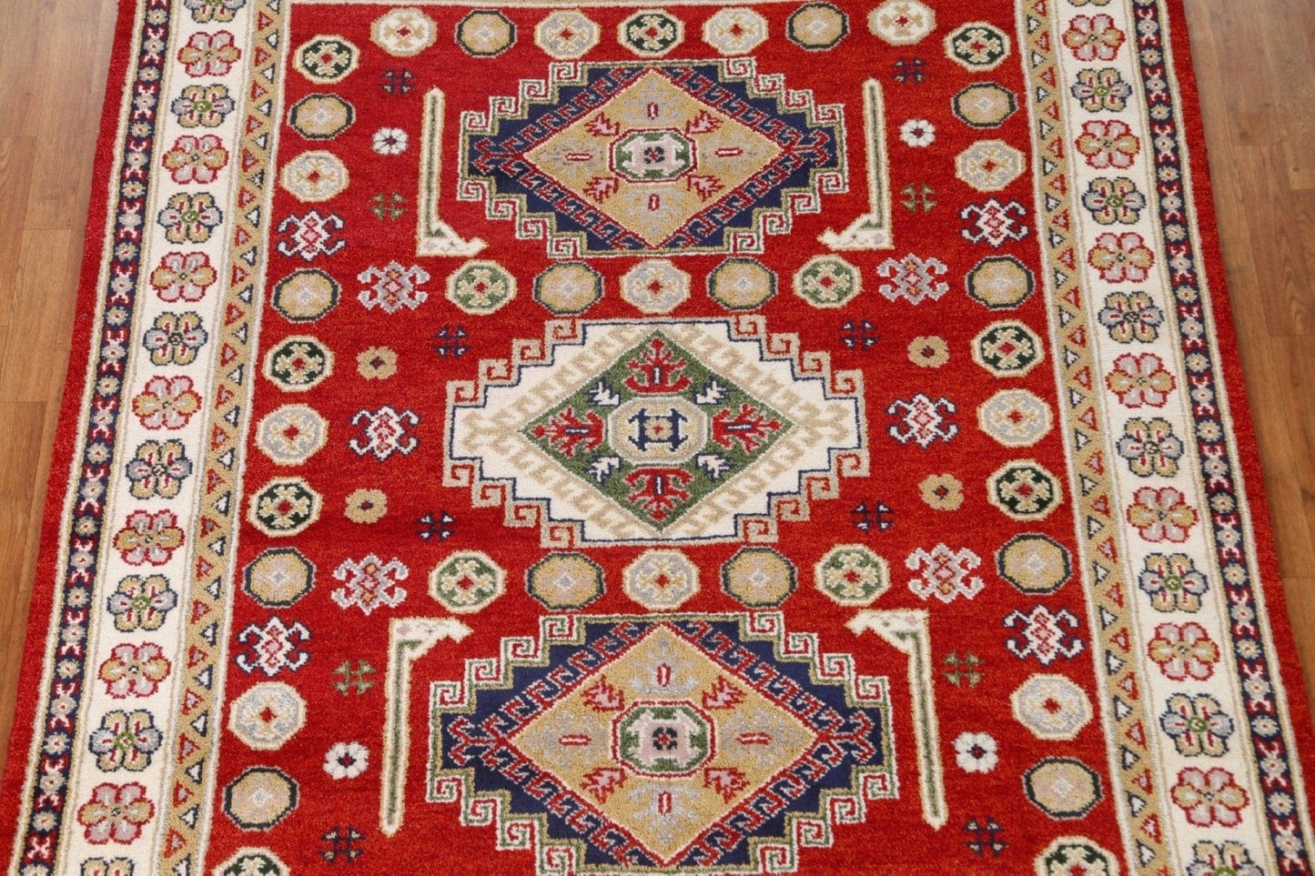 Red Wool Kazak Oriental Area Rug 7x8