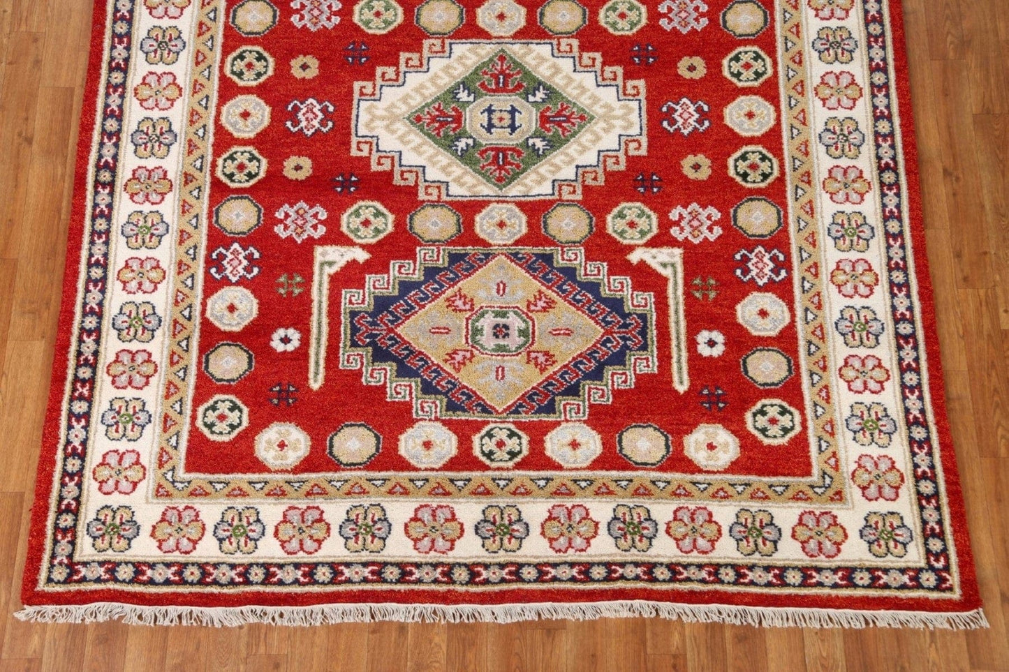 Red Wool Kazak Oriental Area Rug 7x8