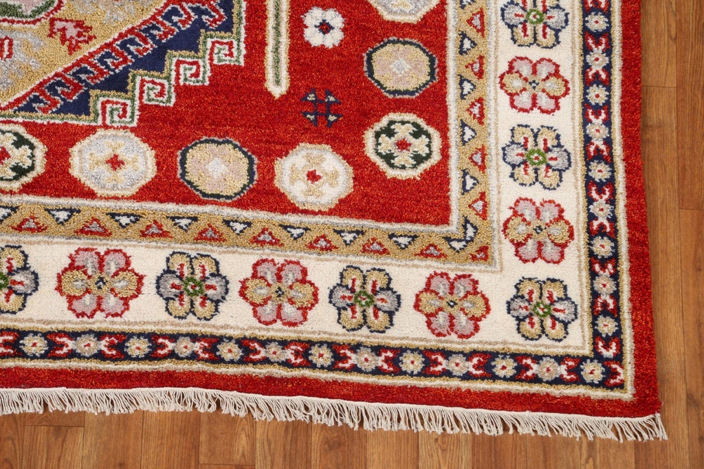 Red Wool Kazak Oriental Area Rug 7x8