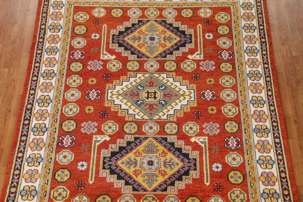 Hand-Knotted Kazak Oriental Area Rug 7x8