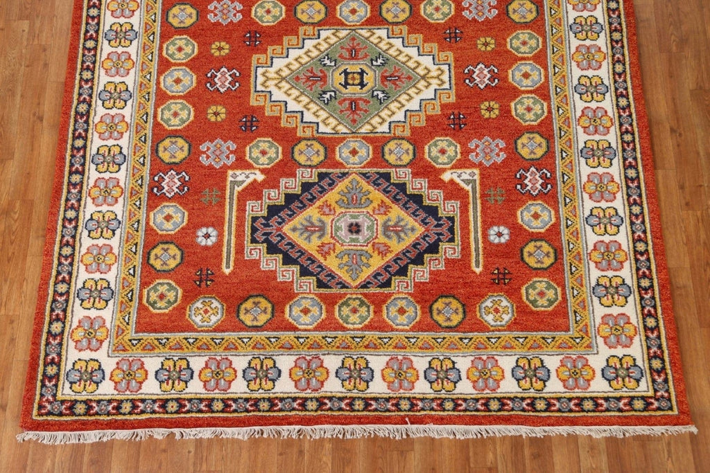 Hand-Knotted Kazak Oriental Area Rug 7x8