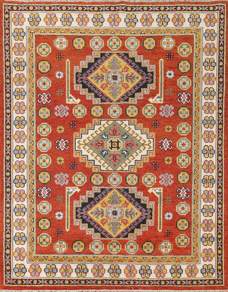 Hand-Knotted Kazak Oriental Area Rug 7x8