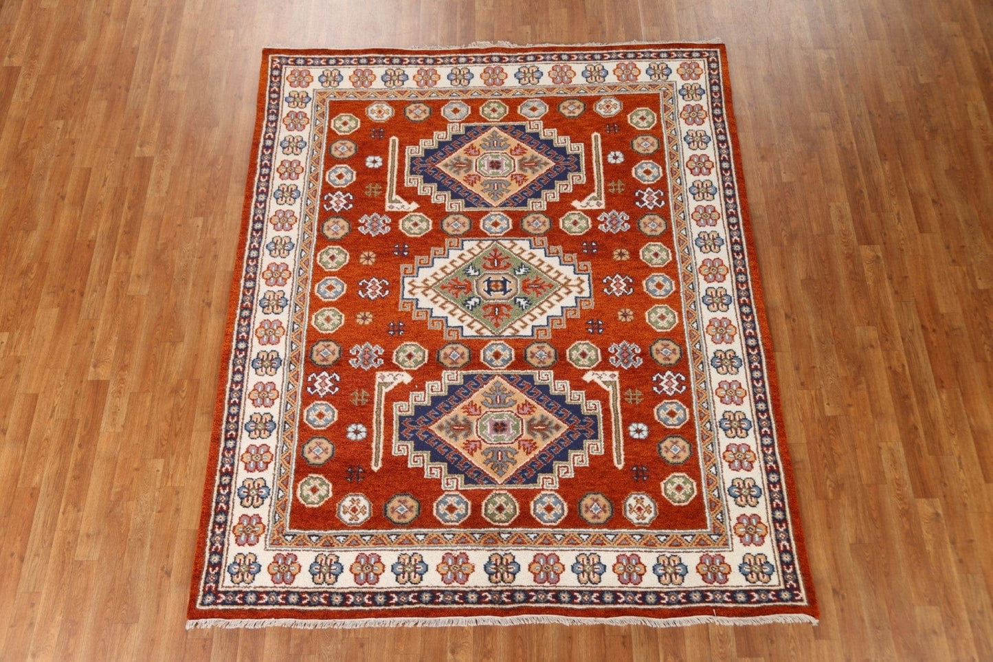 Geometric Kazak Oriental Area Rug 7x8