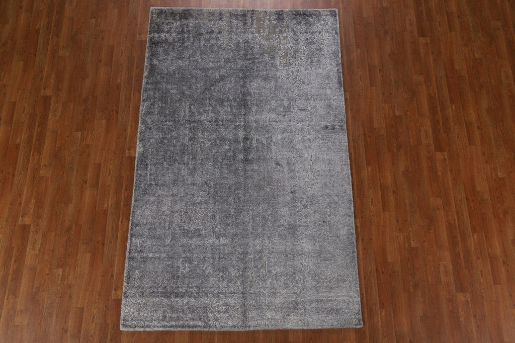 Silver Gray Abstract Area Rug 5x8