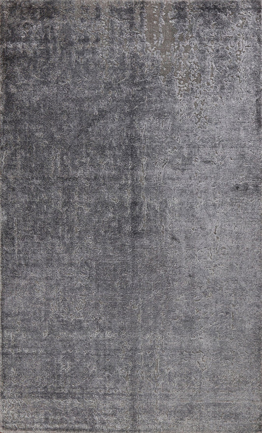 Silver Gray Abstract Area Rug 5x8