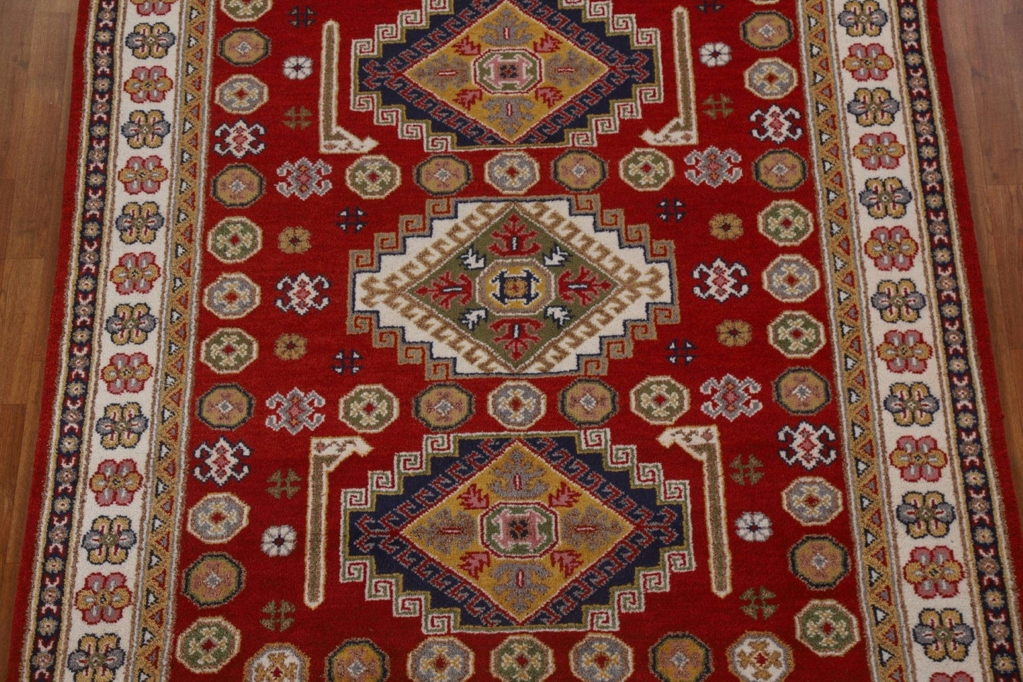 Red Geometric Kazak Oriental Area Rug 7x8