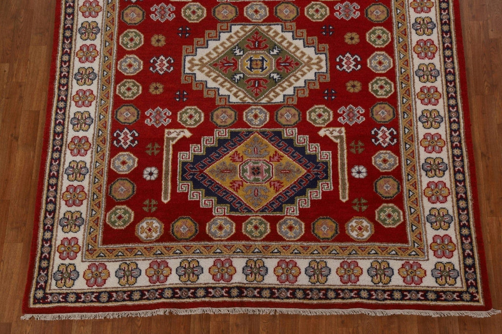 Red Geometric Kazak Oriental Area Rug 7x8