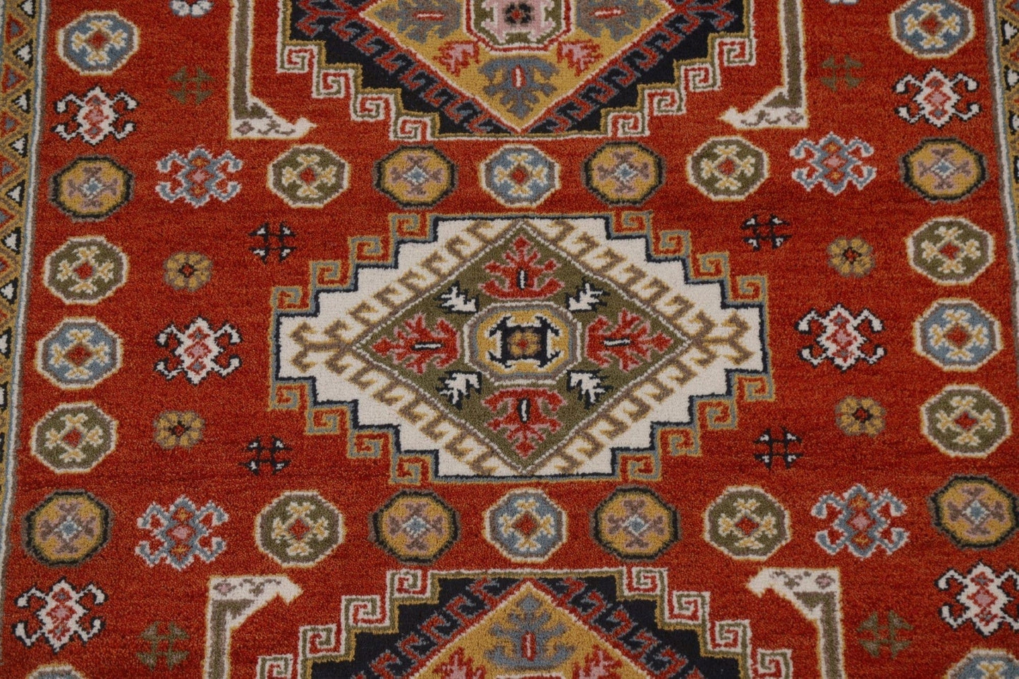 Geometric Wool Kazak Oriental Area Rug 7x8