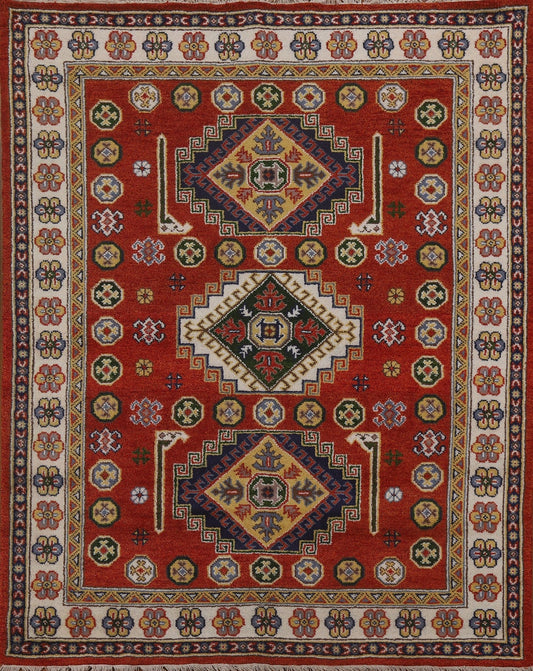 Wool Handmade Kazak Oriental Area Rug 7x8