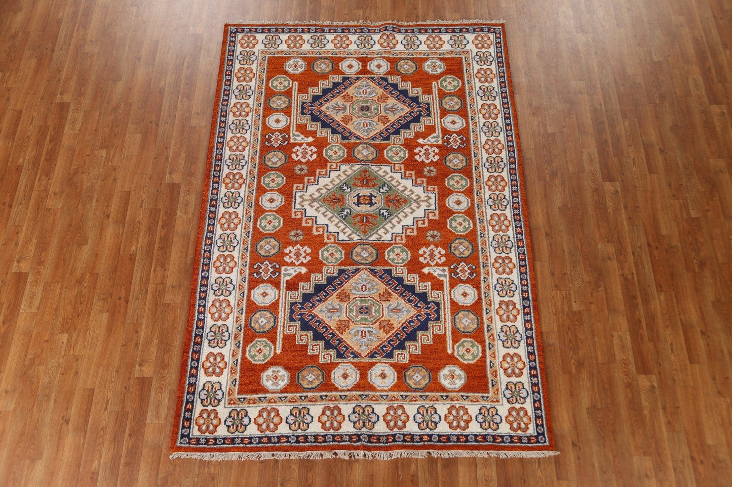 Geometric Kazak Oriental Area Rug 5x8