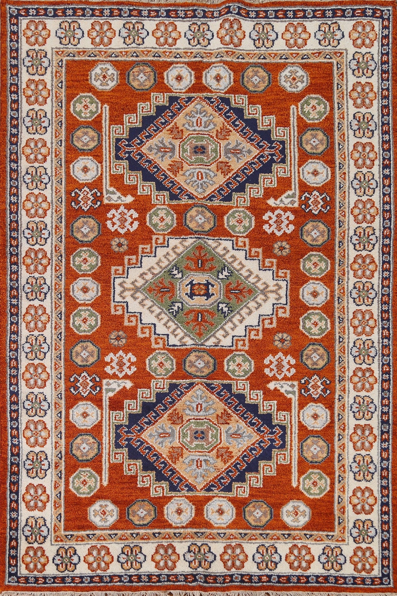 Geometric Kazak Oriental Area Rug 5x8