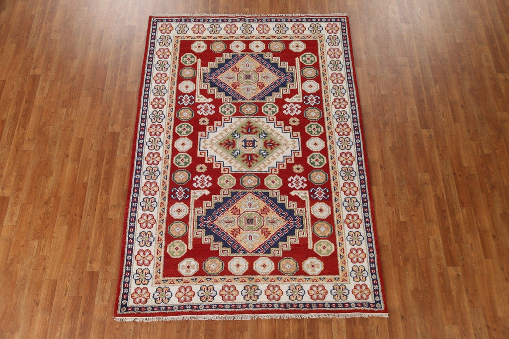 Geometric Red Kazak Oriental Area Rug 5x8