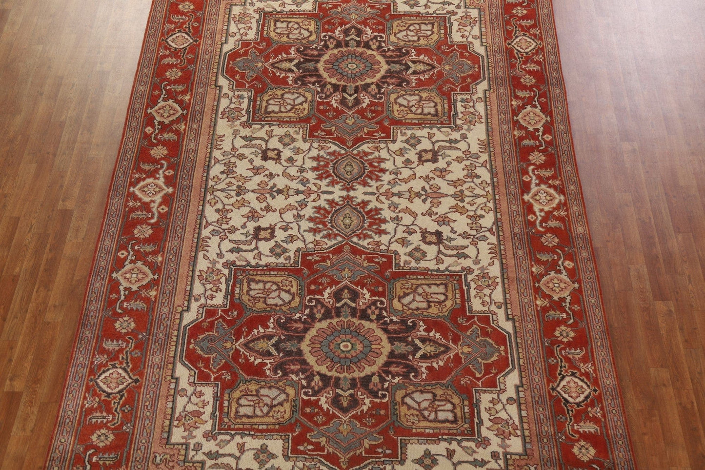 Geometric Large Heriz Serapi Oriental Rug 8x16