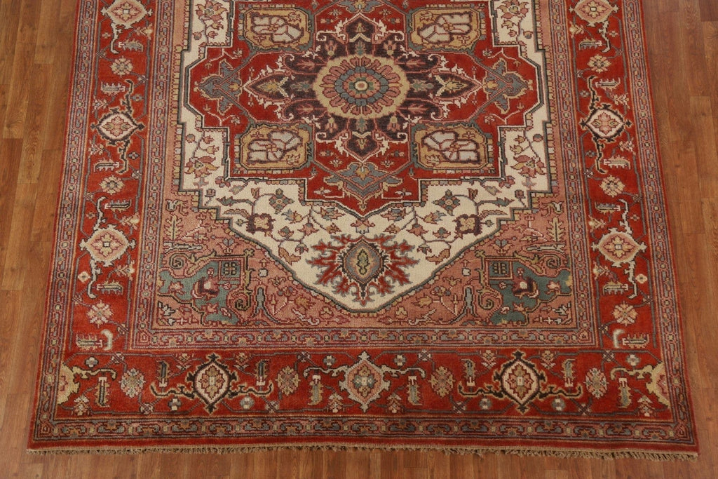 Geometric Large Heriz Serapi Oriental Rug 8x16