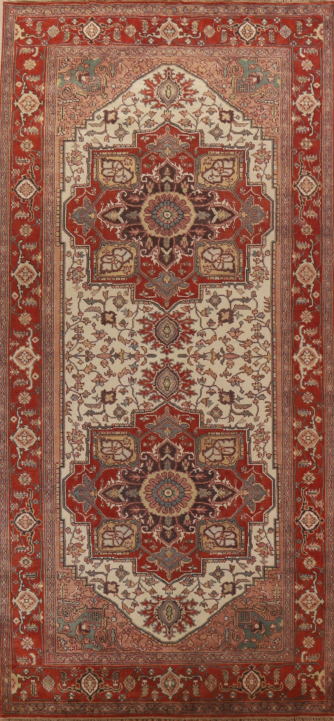 Geometric Large Heriz Serapi Oriental Rug 8x16