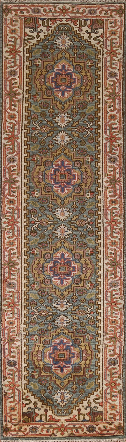 Geometric Heriz Serapi Oriental Runner Rug 3x10